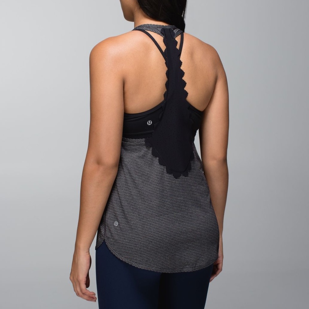 Lululemon 105 F Singlet Heathered Black Laser Cut Tank Top Racerback